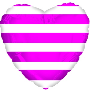 White Heart w Hot Pink Stripe